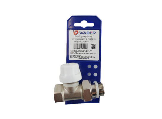 Zawór grzejnikowy termostatyczny z nastawą wstępną prosty - 1/2" WADEP