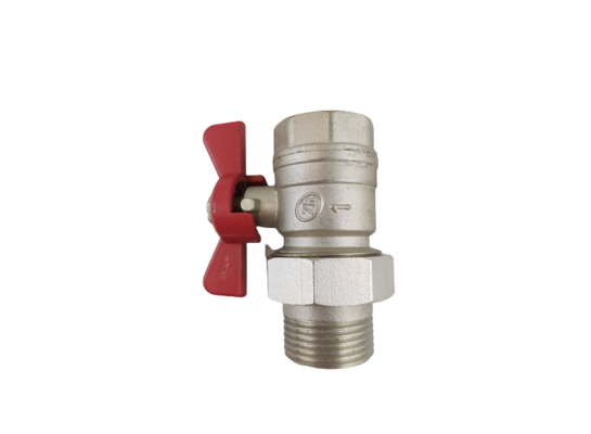 Zawór kulowy przelotowy motylkowy z półśrubunkiem WZMOCNIONY - 1" WADEP