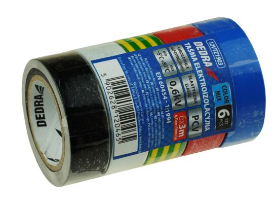 Taśma elektroizolacyjna pvc mix 19 mm x 3m zestaw 6 szt DEDRA