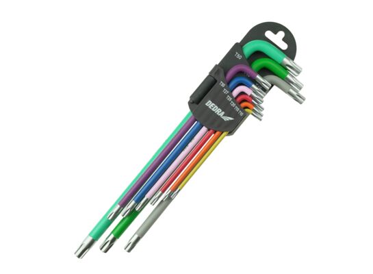 Zestaw kluczy TORX extra-długich, 9szt, kolor, S2, T10-T50 DEDRA