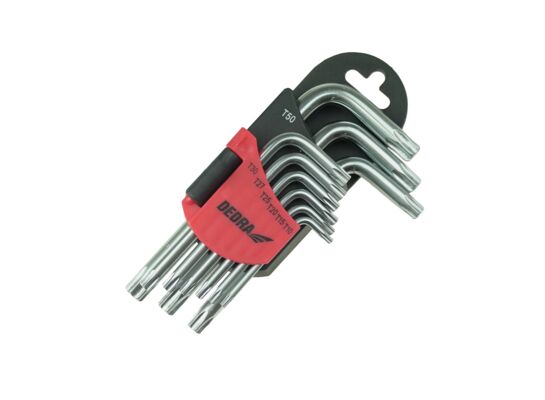 Zestaw kluczy TORX krótkich, 9szt, CRV, T10-T50 DEDRA