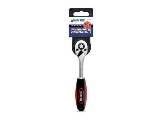 Grzechotka 1/4" 72T, CRV 6140, prosta, uchwyt dwumateriałowy Hillen&Mohr