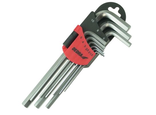 Zestaw kluczy sześciokątnych długich 9szt, CRV, 1.5-10 mm DEDRA