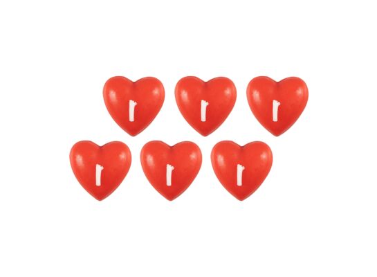 Walentynkowe świeczki w kształcie serc 6 szt.