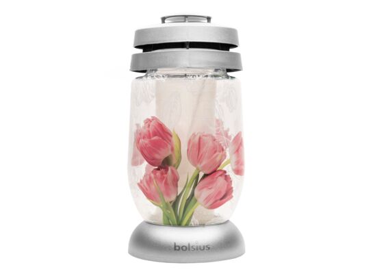 Znicz Lampion Różowe tulipany 36 h 22,4 cm