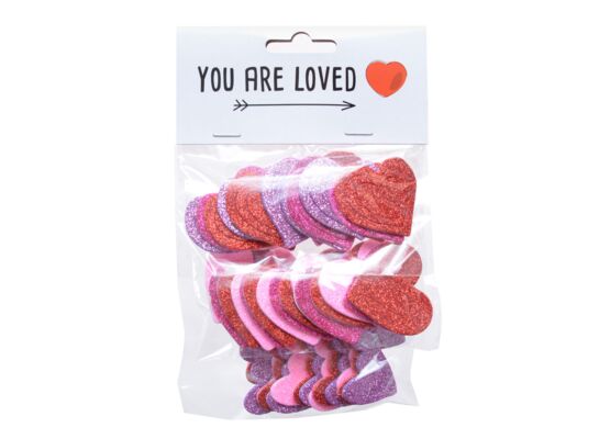 Piankowe serduszka brokatowe - naklejki 45 szt.