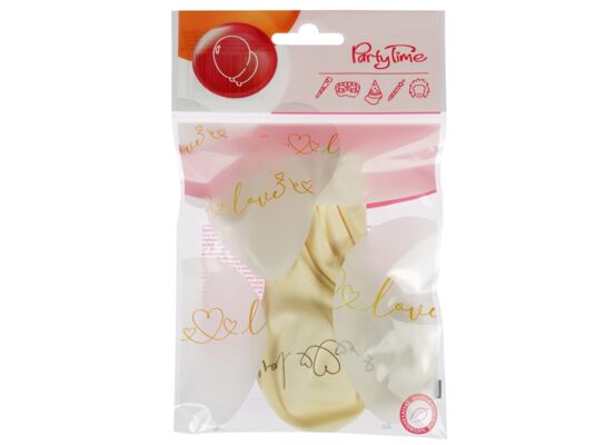 Balony ze złotym walentynkowym nadrukiem 5 szt.