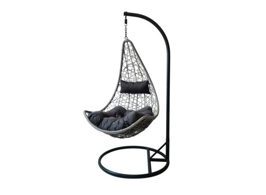 Fotel wiszący Łezka na metalowym stelażu szary