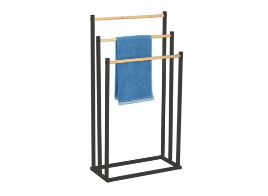 Wieszak stojak na ręczniki potrójny czarny 45 x 22 x 85 cm czarny ALTOM