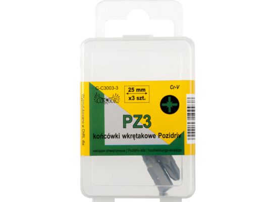Końcówka krzyżowa PZ3 x 25 mm, zestaw: 3 sztuki Condor