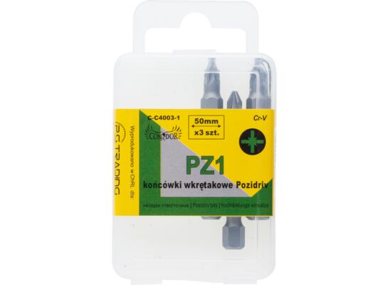 Końcówka krzyżowa PZ1 x 50 mm, zestaw: 3 sztuki Condor