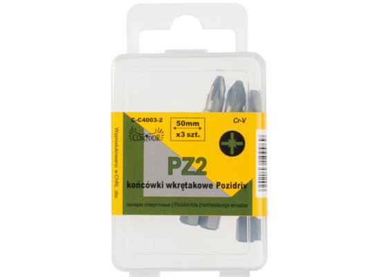 Końcówka krzyżowa PZ2 x 50 mm, zestaw: 3 sztuki Condor