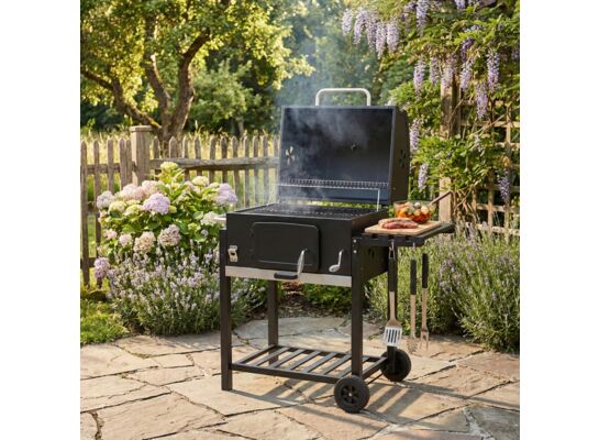 Grill węglowy ANGULAR na kółkach z pokrywą MIRPOL