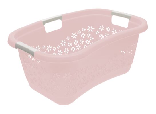 Kosz na pranie Lasse z miękkimi uchwytami 50 l różowy keeeper