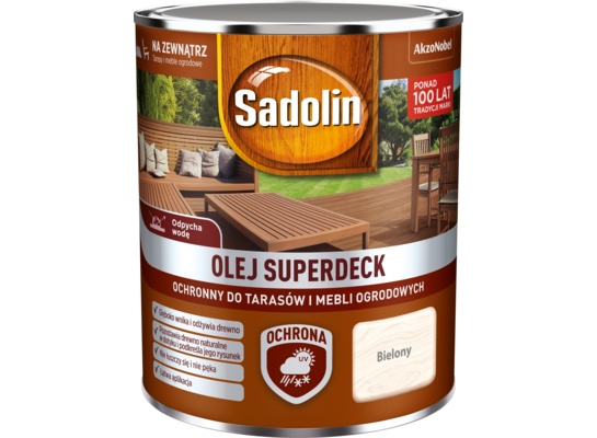 Olej do tarasów i mebli ogrodowych Superdeck Bielony 0,75 l Sadolin
