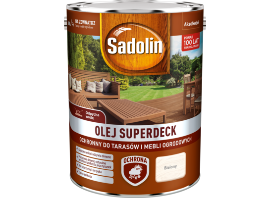 Olej do tarasów i mebli ogrodowych Superdeck Bielony 5 l Sadolin