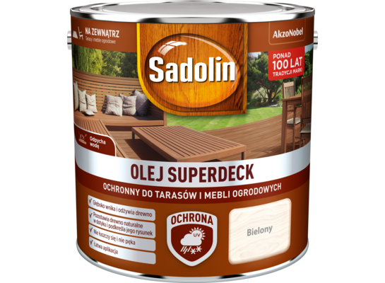 Olej do tarasów i mebli ogrodowych Superdeck Bielony 2,5 l Sadolin