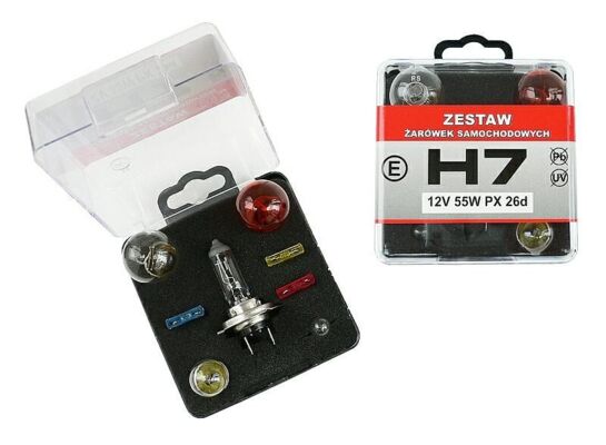 Zestaw zapasowych żarówek z halogenową H7 12V 9 x 6 cm