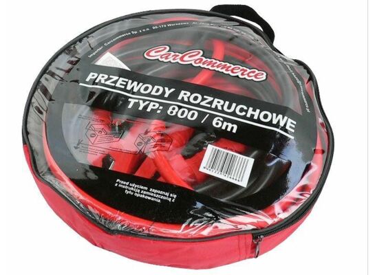 Przewody rozruchowe 800 / 6.0 m w praktycznej torbie zamykanej na suwak