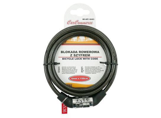 Blokada rowerowa na szyfr 6 mm x 150 cm