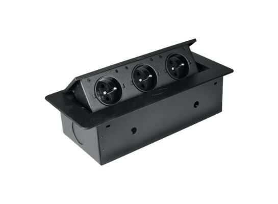 Listwa przedłużacza wpuszczana w blat 3 gniazda czarna