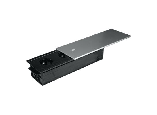 Listwa przedłużacza wpuszczana w blat 3 gniazda srebrna