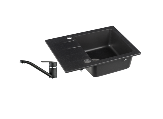 Zlewozmywak COAST 25 czarny 10 + bateria AMY ECO czarna