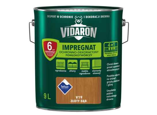 Impregnat Powłokotwórczy Ochronno-Dekoracyjny Złoty Dąb V19 9 l VIDARON