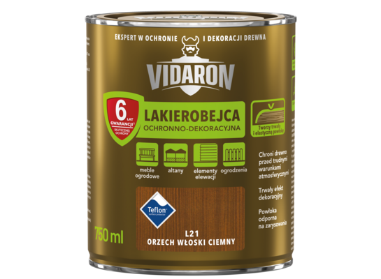 Lakierobejca Ochronno-Dekoracyjna Orzech Włoski Ciemny L21 0,75 l VIDARON