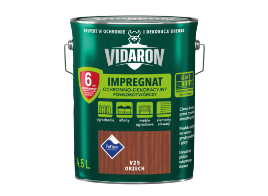 Impregnat Powłokotwórczy Ochronno-Dekoracyjny Orzech V25 4,5 l VIDARON