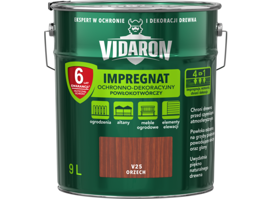 Impregnat Powłokotwórczy Ochronno-Dekoracyjny Orzech V25 9 l VIDARON