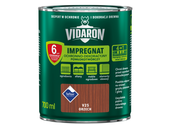 Impregnat Powłokotwórczy Ochronno-Dekoracyjny Orzech V25 0,7 l VIDARON