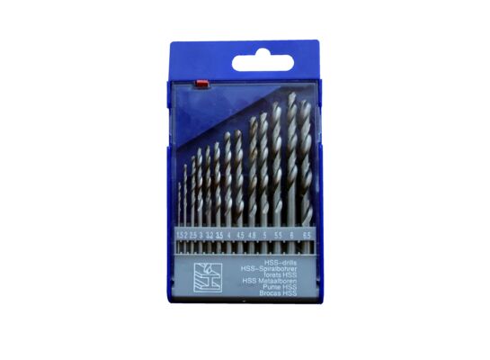 Wiertło do metalu HSS głęboko szlifowane 1,5 - 6,5 mm, zestaw: 13 sztuki Drel