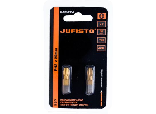 Końcówka krzyżowa PH3 x 25 mm, zestaw: 2 sztuki Jufisto