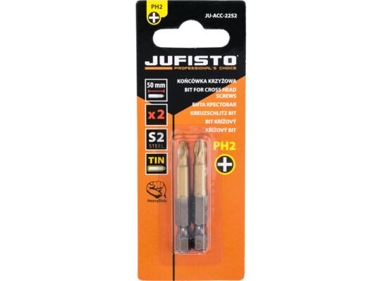 Końcówka krzyżowa PH2 x 50 mm, zestaw: 2 sztuki Jufisto