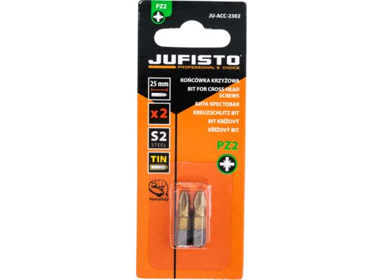 Końcówka krzyżowa PZ2 x 25 mm, zestaw: 2 sztuki Jufisto