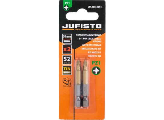 Końcówka krzyżowa PZ1 x 50 mm, zestaw: 2 sztuki Jufisto