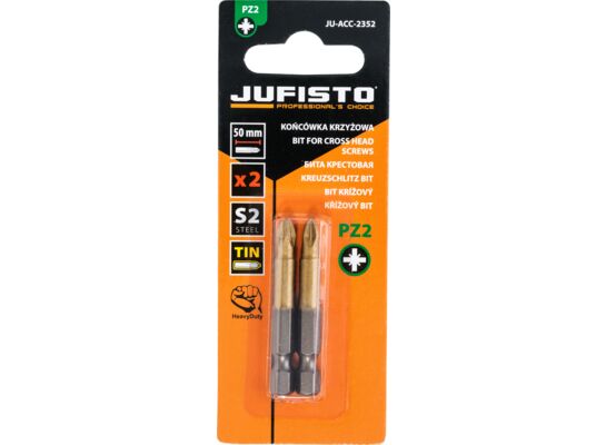 Końcówka krzyżowa PZ2 x 50 mm, zestaw: 2 sztuki Jufisto