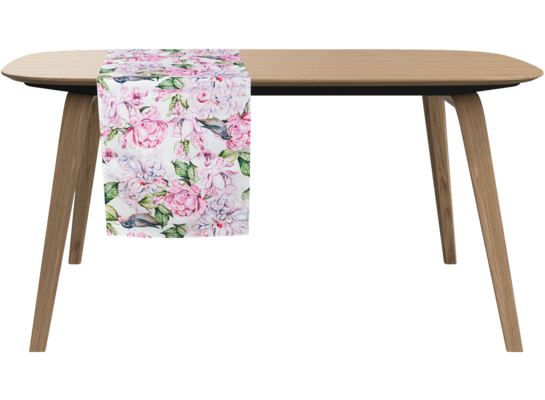 Bieżnik w ptaszki 40 x 175 cm biało-różowy