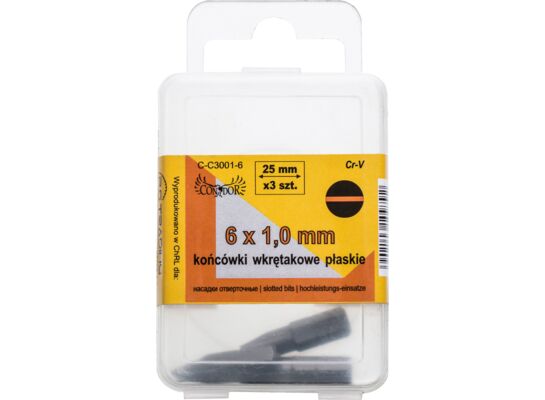 Końcówka płaska SL6 x 1 x 25 mm, komplet: 3 sztuki Condor