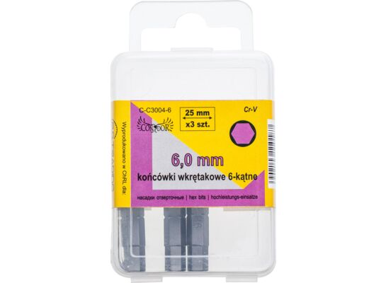 Końcówka sześciokątna H6 x 25 mm, komplet: 3 sztuki Condor