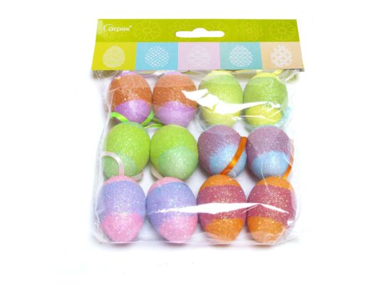 Pisanki brokatowe w woreczku 12 sztuk