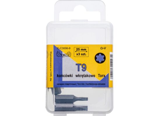Końcówka Torx T9 x 25 mm, komplet: 3 sztuki Condor