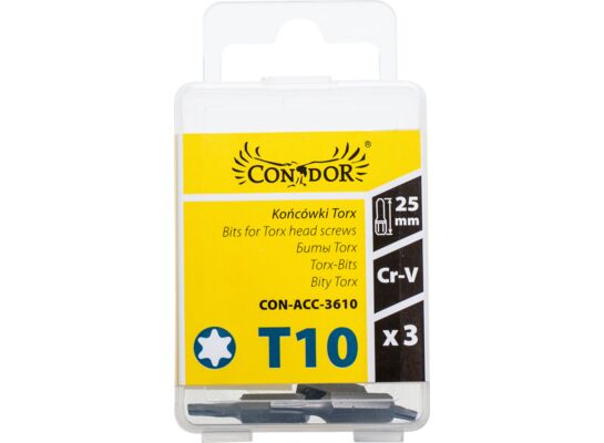 Końcówka Torx T10 x 25 mm, komplet: 3 sztuki Condor