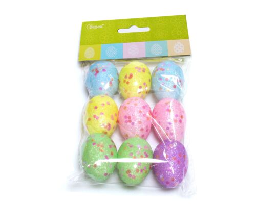 Pisanki brokatowe 9 sztuk