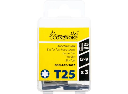 Końcówka Torx T25 x 25 mm, komplet: 3 sztuki Condor