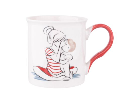 Kubek prosty z czerwonym uchem 250 ml