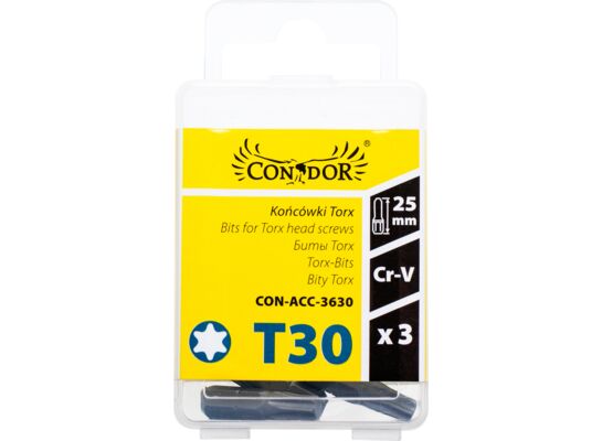 Końcówka Torx T30 x 25 mm, komplet: 3 sztuki Condor