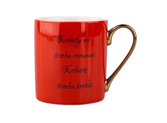 Kubek prosty z sentencją i uchem w kolorze złota 300 ml pomarańczowy