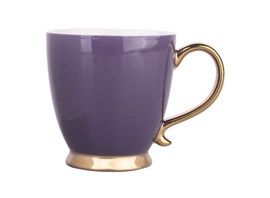 Filiżanka na stopce ze złotym uchem Exotic 400 ml fioletowa